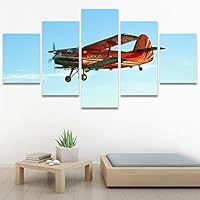 SIGNWIN 5 Panel Canvas Wall Art Modern Art Expressive Hot Air Balloon Minimalist Multicolor Photography Transportation for Home Decorations Ready to Hang - 60