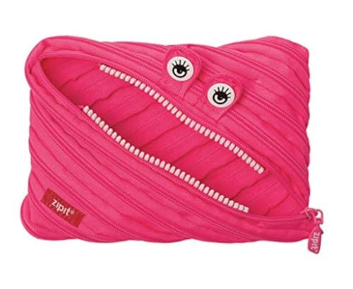 ZIPIT Monster Large Pencil Case for Kids, Cute Zipper Pouch for Boys Girls and Teens, Stationery Bag for School, Pink