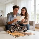 HORREX Kartka urodzinowa 3D na motocykl, klasyczna kartka urodzinowa z breloczkiem do kluczy, koperta na rower, zabawne kartki urodzinowe dla mężczyzn dla motocyklistów i motocyklistów na urodziny