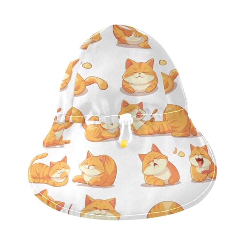 Infant Sun Hat Toddler Boy Beach Bucket Hat Girls UV Protection Wide Brim Traveling Camping Hat A Set of Cute Orange Fat Cat3