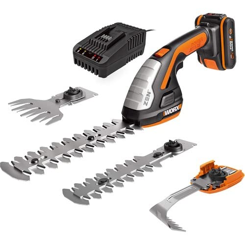 WORX WG801E Forbice Elettrica a Batteria 20V, con 3 Lame Intercambiabili in Dotazione