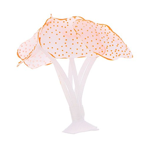 Image of Emily Pets Imported Silicone Aquarium Fish Tank Decor Artificial Coral Plant Underwater Decoration (Orange)
