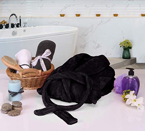 Ny Threads Womens Fleece Bathrobe - Shawl Collar Soft Plush Spa Robe (Medium, Black) #TOP6