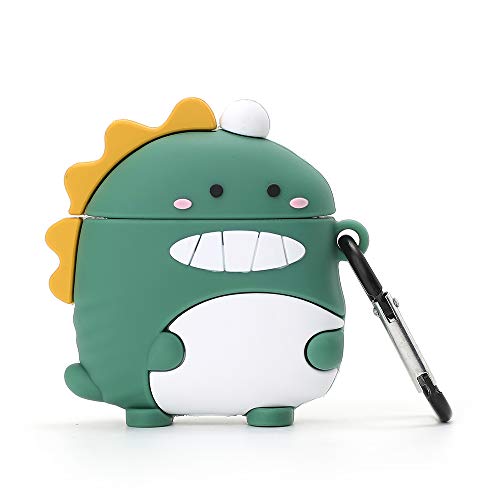 Awin Case Dinosaur Case for Airpods/Airpods 2 Case,3D Cute Cartoon Airpod case,3D Kawaii Character Kids Teens Girls Women Dinosaur Soft Silicone Case for Airpods Case/Airpods 2 Case (Dinosaur Green)
