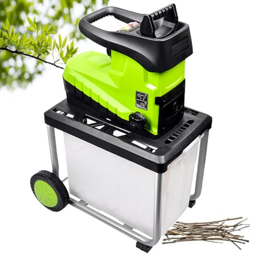 DPLXQPP Biotrituratore Professionale 2800w,Trituratore Ramaglia E Foglie con Fibbia Push-Pull,5000 Giri/Min,Doppie Ruote per Trasporto Facile,Ecologica per Scarti Verdi,Chippers+20mWire