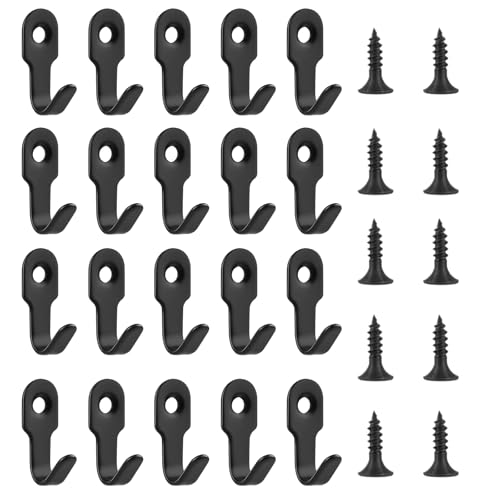 Cumnvulnt 20 Stück Mini Garderobenhaken, Haken zum Schrauben, Deckenhaken Schlüsselhaken Haken Schwarz Mit 20 Schrauben für Schlafzimmer Badezimmer Küche Schal Schlüssel