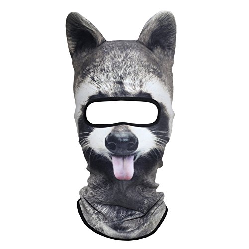 AXBXCX 3D Animal Ears Balaclava Winter Warmer Face Mask for Skiing Snowboarding Snowmobile Halloween Christmas Funny Raccoon