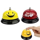 【Material】:Campana de Mesa hecho de material duradero chapado en hierro,el color es brillante.sin amortiguación causada por componentes de plástico baratos para que el sonido sea nítido y agradable, pueda escuchar el sonido en la distancia.Y la base de hierro de la campana está rociada con pintura negra,yes duradera para que la uses durante mucho tiempo.