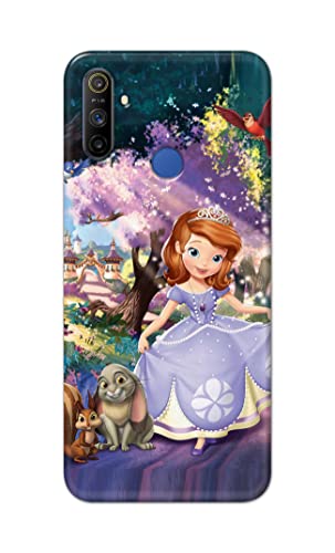 Image of PRINTFIDAA Cartoon Little Girl with Crown and Pet Animals Printed Designer Hard Case for Realme Narzo 10A / 20A Back Cover -(e) RPM1008