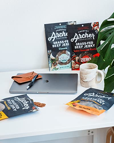 Zero Sugar Classic Beef Jerky By Country Archer, 100% Grass-Fed, Keto Snack, 5.3 Ounce, 2 Pack #TOP4