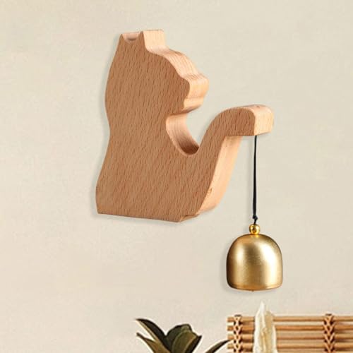 Generic Gato lojistas sino para porta de abertura carrilhão parede pendurado decoração de madeira ca