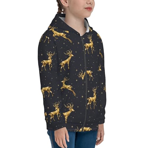 Christmas Deers Kids Pullover Hoodies Boys Zip Up Sweatshirts Girls Athletic Clothes with Pocket4