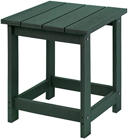 LZRS Adirondack Square Side Table, Pool Composite Patio Table,HDPE End Tables for Backyard,Pool, Indoor Companion, Easy Maintenance & Weather Resistant(Dark Green)