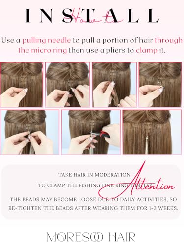 Image of Moresoo Itip Human Hair Extensions Brown Gold Blonde Balayage 14 Inch | 40g 50 strands, lightweight individual placement, i tip hair extensions for fine hair, daily wear and office styling