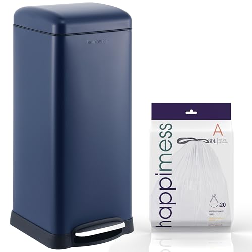 Image of happimess Betty 8 Gal Step Trash Can Soft-Close Lid, Denim Blue