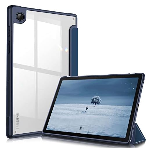 SAMTUNK Capa para Samsung Galaxy Tab A8 10.5 polegadas modelo 2022 (SM-X200 / X205 / X207), capa à prova choque com capa traseira transparente transparente, Auto Wake/Sleep -azul escuro