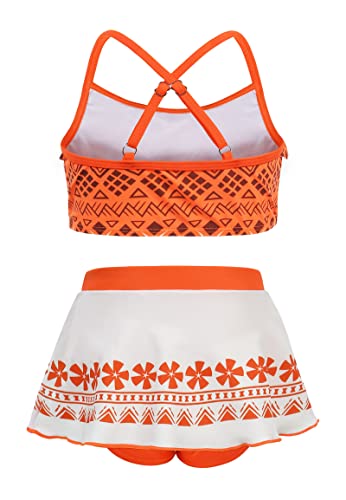 Jurebecia Little Girls Two Piece Swimwear Bathing Suit Kids Role Play Bikini Tankini Set Adventure Outfit Summer Pool Party Water Sport Swimsuit Orange Size 10/6-7Years #TOP1