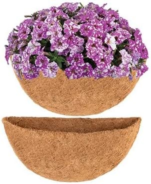Garden & Home - Cesta de pared de medio círculo de 16 pulgadas, repuesto de revestimiento de coco, paquete de 2 cestas de repuesto de fibra de coco