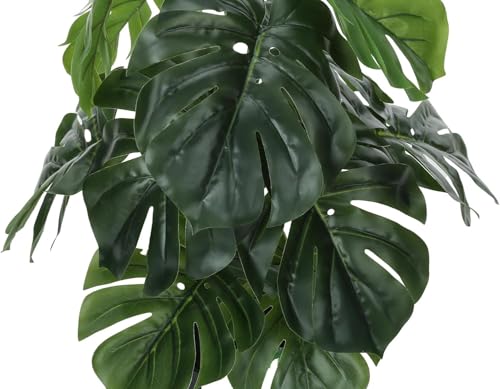 Image of Dekorly Fake Plants Artificial Floor Plants Large Tropical Palm Tree Monstera in Pot Faux Trees for Indoor Outdoor Home (Monstera | Black Pot, Pack of One)