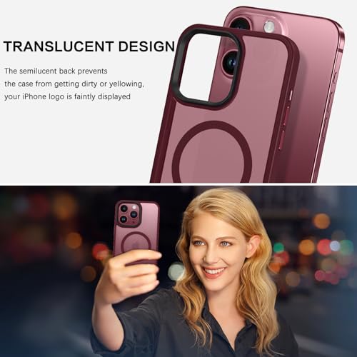 Image of BENTOBEN for iPhone 15 Pro Max Case, iPhone 15 Pro Max Magnetic Case [Compatible with MagSafe], Translucent Matte Slim Shockproof Women Men Protective Case Cover for iPhone 15 Pro Max 6.7 inch, Wine