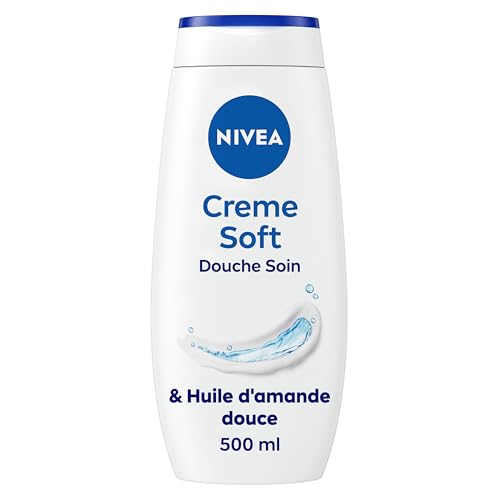 NIVEA Crème de douche Soin (1 x 500 ml), enrichie à la Vitamine C & E et Huile d'Amande douce, Soin corps hydratant qui nettoie respecte et renforce le microbiome pour peaux sèches