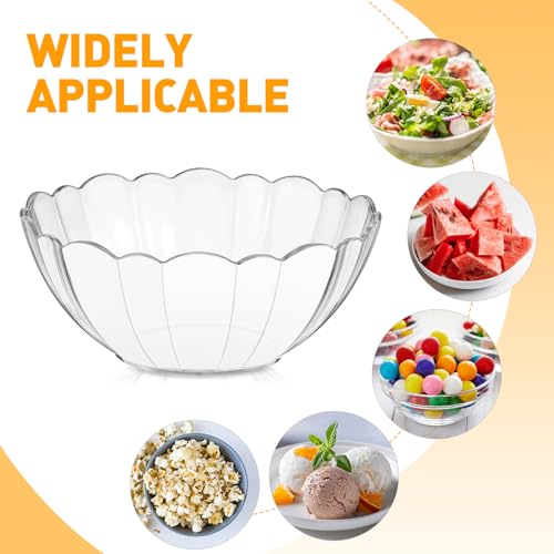 DOITOOL Acrylic Round Clear Salad Bowl - 17cm Lotus Design Serving Bowl for Fruit, Vegetable, Dessert, Snack - Lightweight, Reusable, and Elegant for Parties, Picnics, Weddings, Bbqs - Image 5