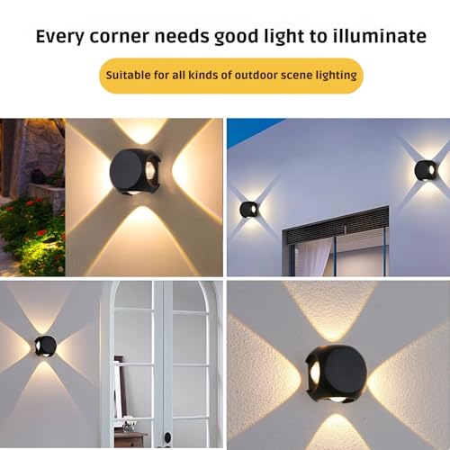 Image of One94Store LED Outdoor UP Down Wall Light 4 Watt Rainproof & Shockproof Aluminium Body 4 Way Exterior Wall Step Light Fixture (Warm White) Pack of 1 with 3 Month Warranty