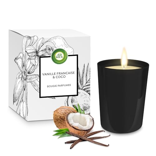 Air Wick Bougie Parfumée Vanille et Coco – Bougie Décorative jusqu’à 40h de Combustion