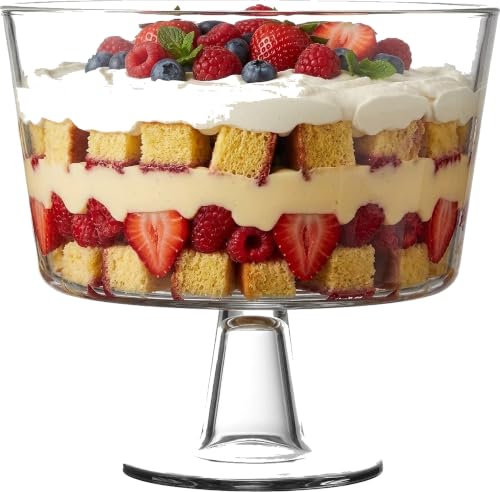 Royalty Art Trifle Bowl with Pedestal, Large Italian Glass Dessert