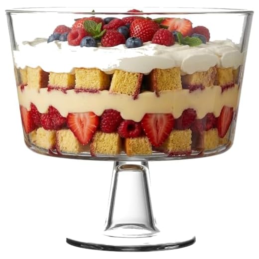 Royalty Art European Trifle Bowl with Pedestal, Round Dessert Display Stand for Laying Cakes, Pastries or Baked Goods, Modern Design with Crystal-Clear Glass, X Quart