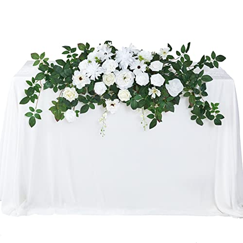 Tinge Time Artificial Sweetheart Flower Swag With Table Cloth And Table Runner, Pack Of 3 Floral Arrangement For Wedding Sweetheart Table Centerpiece Decoration(Virginalwhite) #TOP30