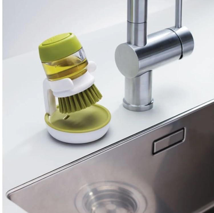 Image of Palm Scrub Brush for Dishes with Soap Dispenser - Kitchen Cleaning Tool - Kitchen Brushes for Dishes (Green)