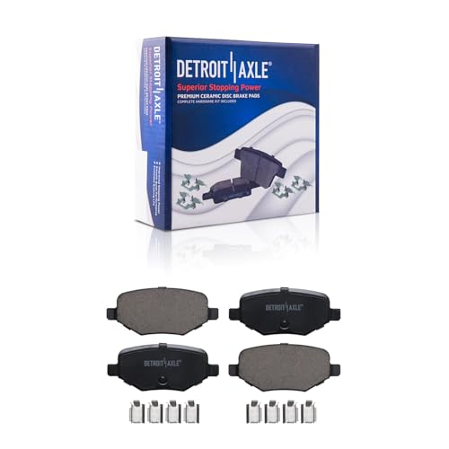 Image of Detroit Axle - Rear Brake Kit for 2011-2019 Ford Explorer, 2010-2019 Taurus, 2009-2019 Flex, 11-12 Edge Lincoln MKX, 09-12 MKS, Drilled Slotted Disc Brake Rotor Ceramic Brakes Pads: 12.99 inch inch Rotor