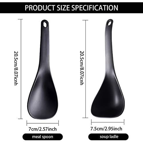 Doerdo 2Pcs Rice Paddle Spoon Soup Spoon Non- Stick Heat- Resistant Serving Spoon For Rice Serving Spoon For Rice Soup Potato, Black #TOP1