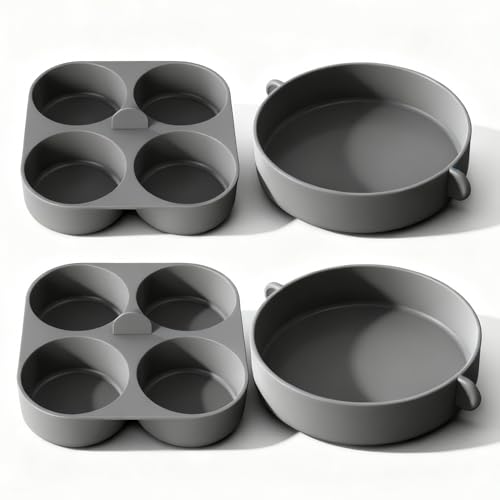 FineMade Silicone Egg Bite Molds for Instant Pot and Sous Vide Egg Bite Maker, 2 Pcs of 4 Inch Large Molds, 2 Pcs of 4-in-1 Mini Molds, Ideal for Breakfast Sandiwches, Healthy Snacks or Desserts