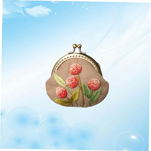 Image of EXCEART Handmade Embroidery Starter Kit Coin Purse DIY Tools Set with Needle and Accessories for Women Girls Round Bag 3.94X1.38X3.35 Inch Portable Craft for Beginners