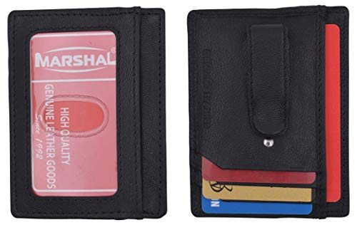 MARSHAL Money Clip Front Pocket Wallet Slim Minimalist Leather Wallet Men's New - Main Image