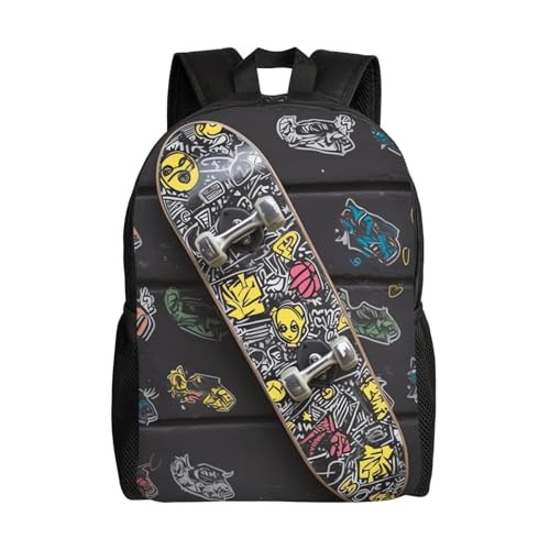 QSMJKLD Mochila de skate grafite para laptop para mulheres e homens, mochila de viagem, bolsa para computador, leve, casual, mochila para o dia 40,6 cm
