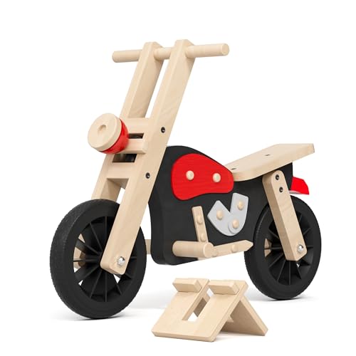 Yrthe Voitom Wooden Balance Bike for Kids with Wood Bike Stand, Develops Motor Skills & Balance, Bike for Beginners