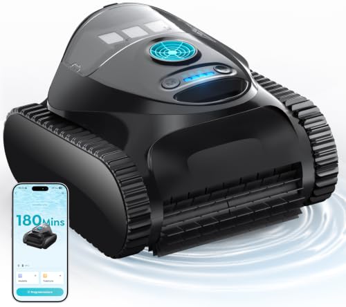 BRINBO C1 Robot Piscina Pareti e Fondo, Linea d'acqua, Doppio Filtro, Aspiratore Piscina Senza Fili, 7 Modalità di Pulizia, 180 min, Pulitore con App, Robot Pulisci Piscine fino a 150 m², Blu Scuro