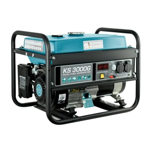 Generador de doble combustible (gasolina y gas) KS 3000G, generador electrico gasolina 3000 W, 2x16A (230 V), 12V, generador 4 tiempos con (AVR), indicador de aceite, protección ante sobrecargas