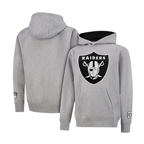 Ultra Game NFL Boys Extra Soft Fleece Pullover Hoodie Sweatshirt, Las Vegas Raiders, Heather Gray, 14-16 - Image 2