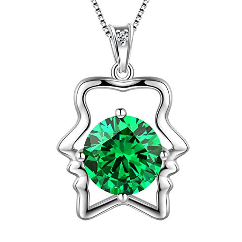 Image of Aurora Tears Gemini Necklace 925 Sterling Sliver 12 Zodiac Pendant Constellation May Birthstone Necklace CZ Horoscope Jewellery Gift for Women and Girls DP0134G