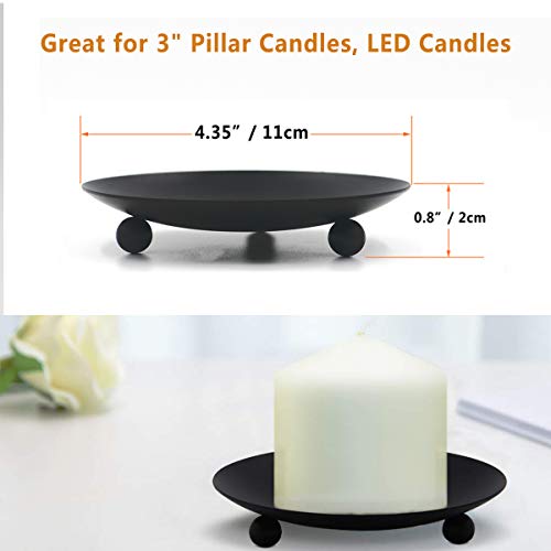 image for WillGail Decorative Iron Plate Candle Holder, Set of 4, Matte Black Pi