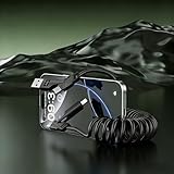 Universal 4-in-1 Coiled Spring Telescopic Data Cable for Samsung Huawei iPhone, Car Charging Phone Syncing Travel Daily Use, Black