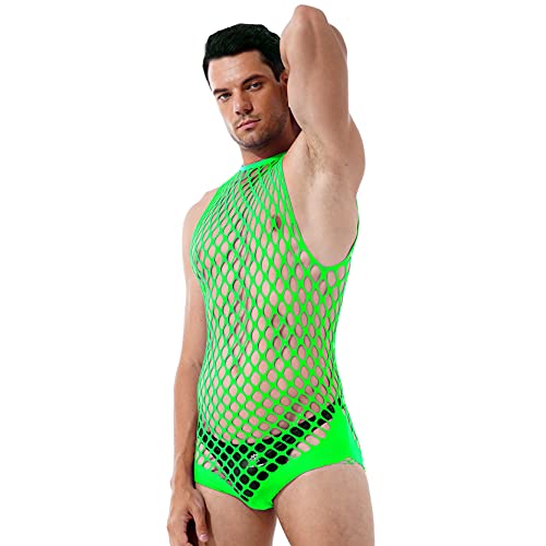 Men's Sexy Fishnet See Through Tanks Leotard Muscle Workout Mesh Transparent Bodysuit4
