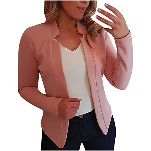 Women's Crop Blazers Professional Formal Clothes Office Business Casual Open Front Short Cardigan Trendy Suit Jackets