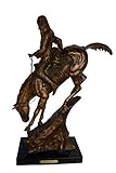 NIFAO Mountain Man Bronze Statue – Frederic Remington Inspired Trapper Sculpture, Western Frontier Art Decor, Lost Wax Cast, Marble Base, 28' H, 18' L x 8' W
