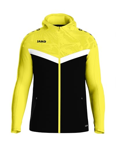 JAKO Iconic Kapuzenjacke Gr. 44 Schwarz/Soft Yellow - Zipper Hoodie Damen, Bequeme Sweatjacke mit Keep Dry Funktion aus 100% recyceltem… – Ansicht 1