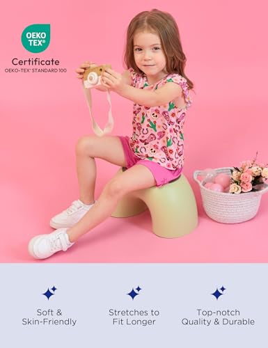 Image of Toddler Girl Short Sets Bamboo Viscose Sleeveless Summer Outfits 2 Piece Clothing Set
